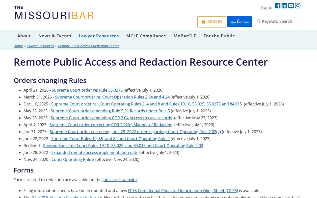 Shannon County court records remote access and redaction source