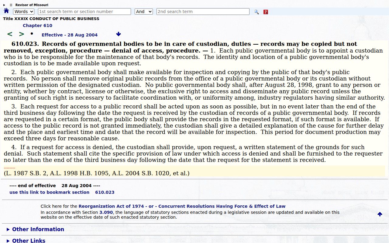 Shannon County court records access and Missouri public-record statute