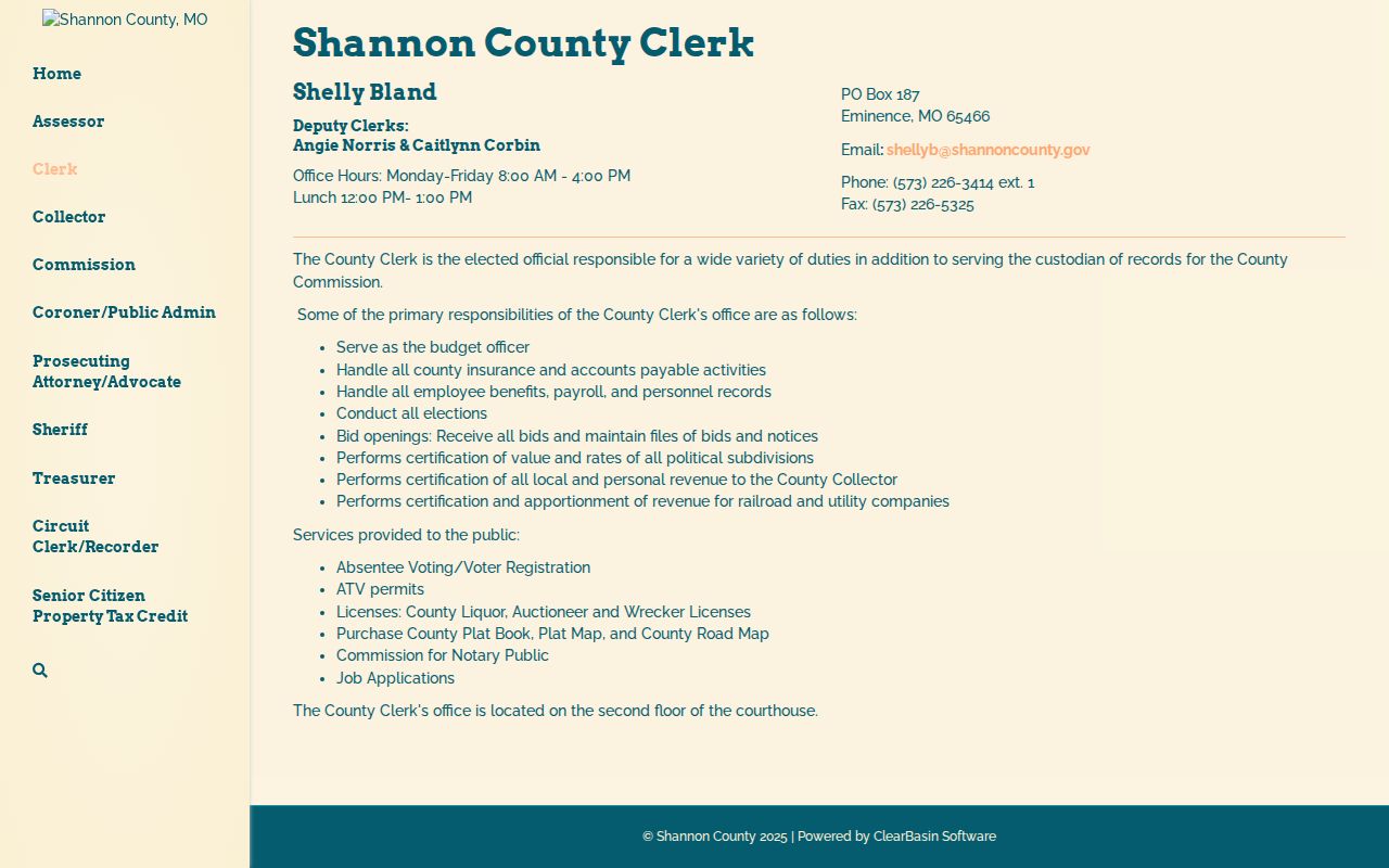 Shannon County court docket administrative records source